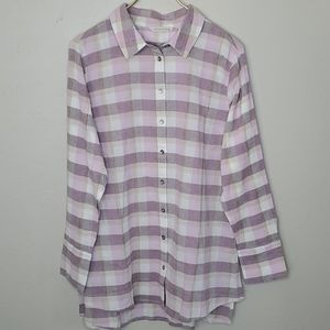 Soft Surroundings Kai Plaid Shirt Size Large NWT